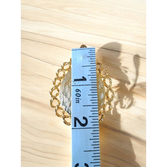 Floral Engraved Filigree Border Goldtone Pendant - Picture 2 of 4